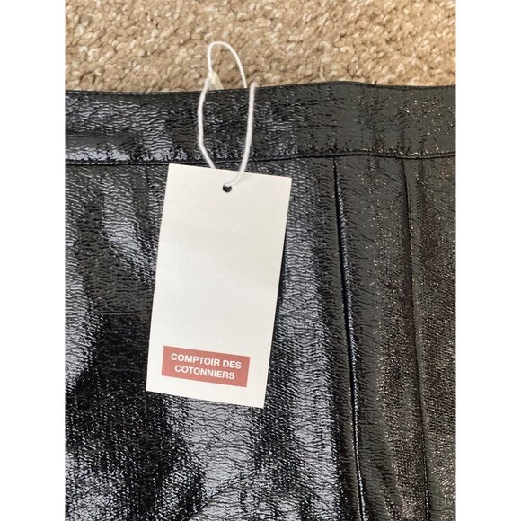COMPTOIR DES COTONNIERS WOMEN'S BLACK FAUX PATENT LEATHER MINI SKIRT SZ 36/M NWT - Picture 5 of 5